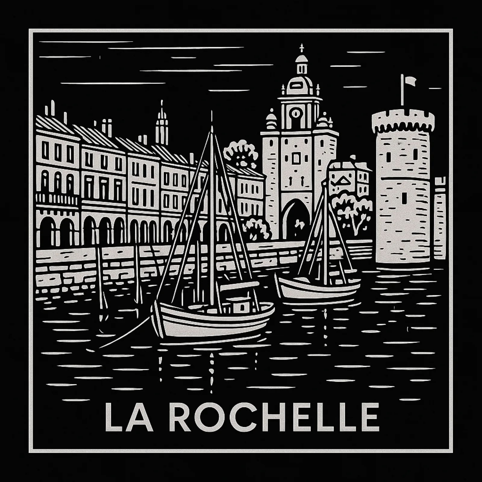 La Rochelle gravée sur ardoise